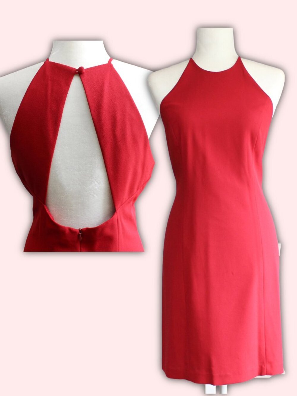 Laundry by Shelli Segal VTG 90's Red Open-Back Sleeveless Mini Party Dress sz 12